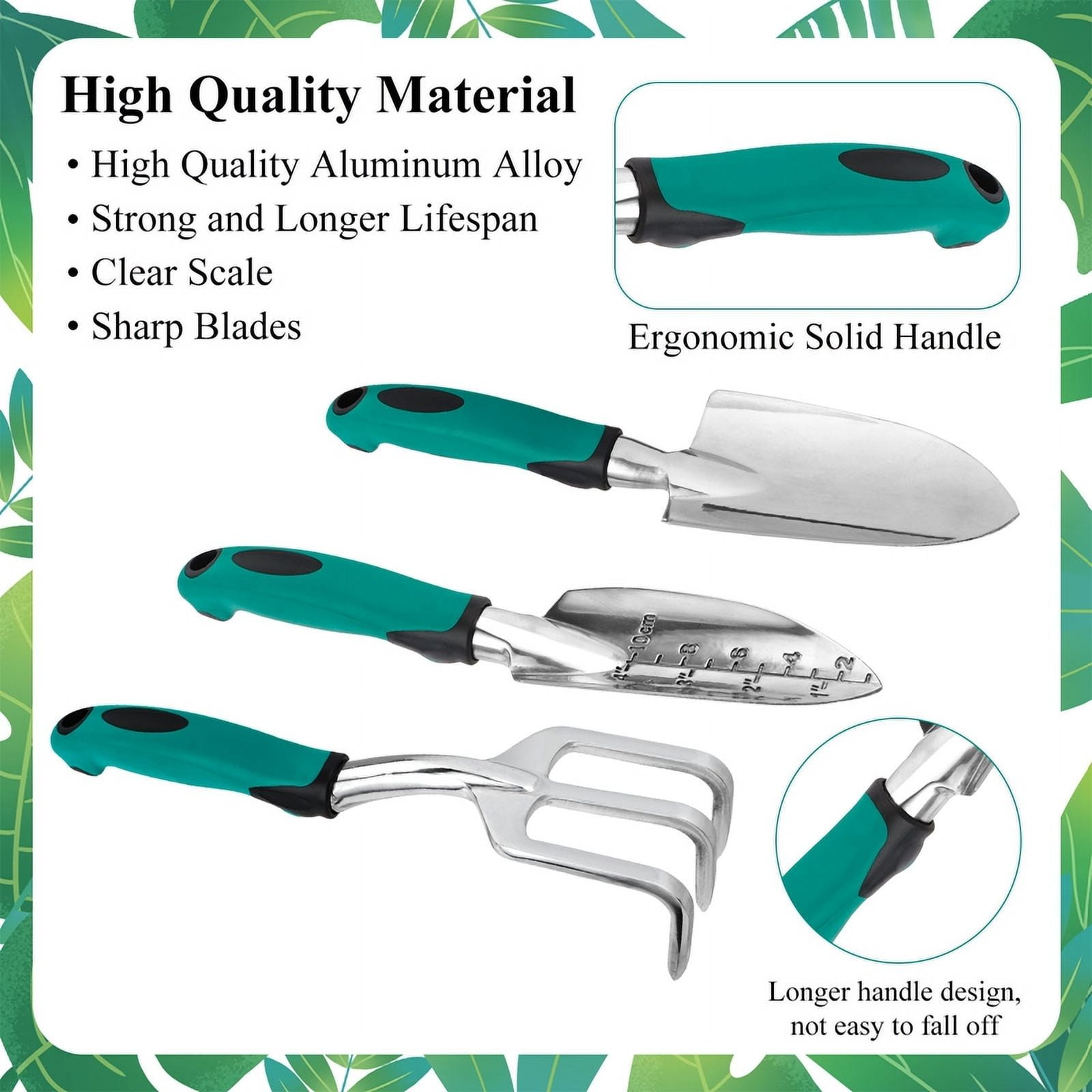 topjuju 7 Pcs Gardening Tools Set, Gardening Hand Tools with Rust-Proof,Stainless Steel,High Quality Aluminum Alloy Material, Gardening Supplies Set Ideal Gardening Gift