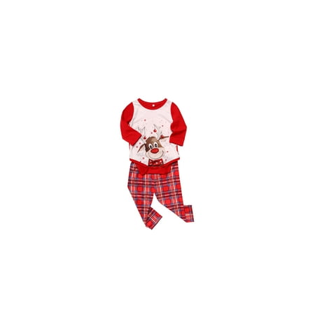 

Yuemengxuan Dad Mom Kid Baby Cartoon Plaid Sleepwear Homewear Christmas Matching Pajamas