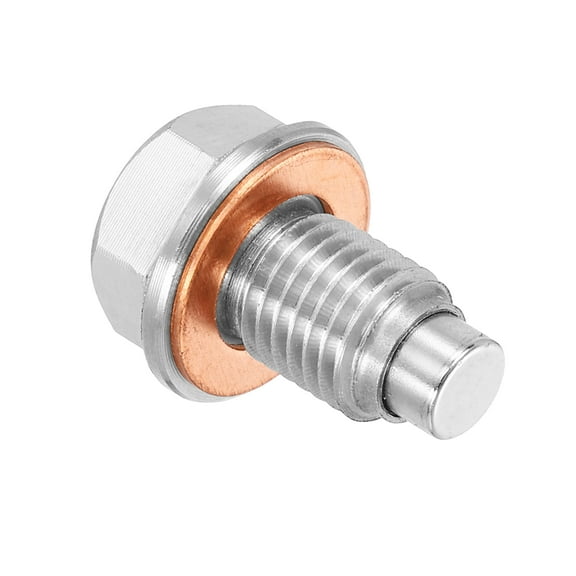 M12x1.5 Magnetic Oil Drain Plug,28mm Length with Copper Crush Washer