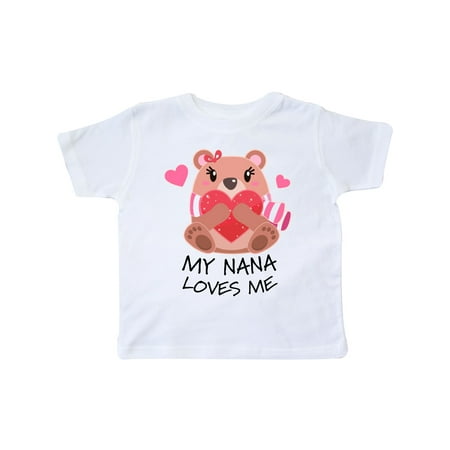

Inktastic My Nana Loves me- bear and hearts Gift Toddler Boy or Toddler Girl T-Shirt