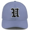 thumbnail image 2 of Daxton Premium Mid Profile Hat Semi Curved Visor Dusty Blue Cap White Black Gothic Embroidered, Letter U, 2 of 4
