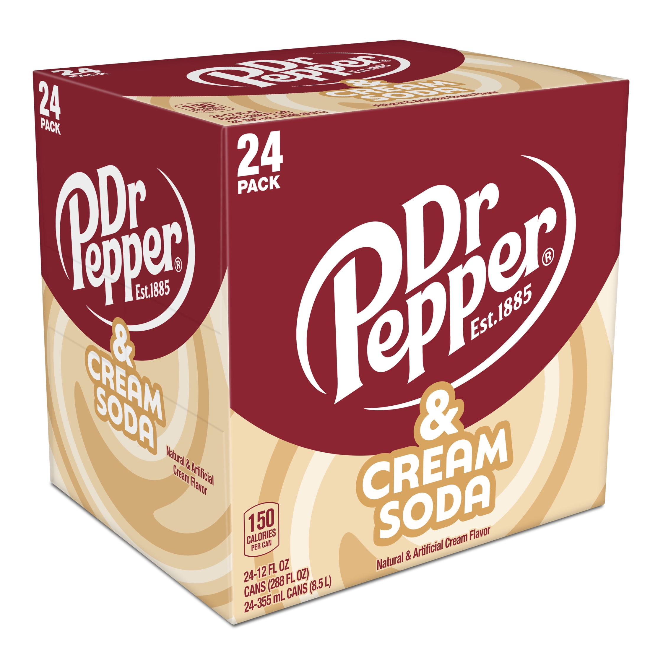 Dr Pepper & Cream Soda Pop, 12 fl oz, 24 Pack Cans