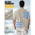 thumbnail image 3 of POENTAB Men Short Sleeve Work Shirts Quick Dry Hiking Fishing Sun Shirt Solid Color Button Tops Outdoor Safari Light Khaki, 3 of 7