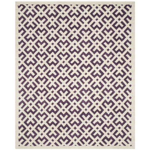 SAFAVIEH Chatham Jackson Geometric Wool Runner Rug, Purple/Ivory, 2'3" x 7'
