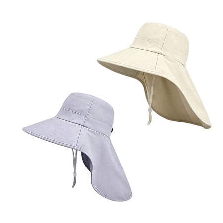 zrova 2 Pack Women s Sun Hat with Neck Flap Ponytail Hole UPF 50+ UV Protection Wide Brim Fishing Hat