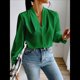 thumbnail image 4 of Blusas de Trabajo para Mujer, Blusas de Larga, Blusas de Oficina con Cuello en V, Blusas de para Mujer Verde L, 4 of 10