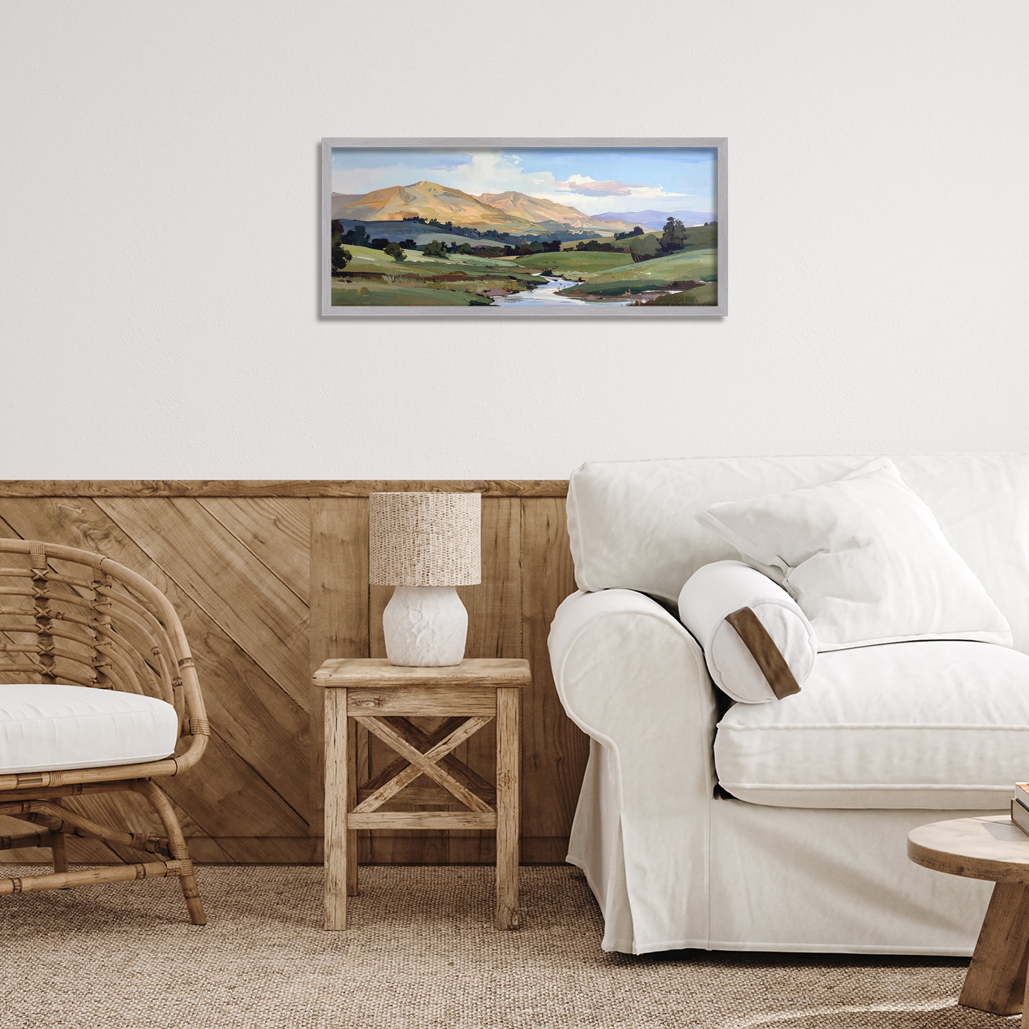 Stupell Industries Winding River Across Valley Gray Framed Giclee Art, design by Alonza Saunders