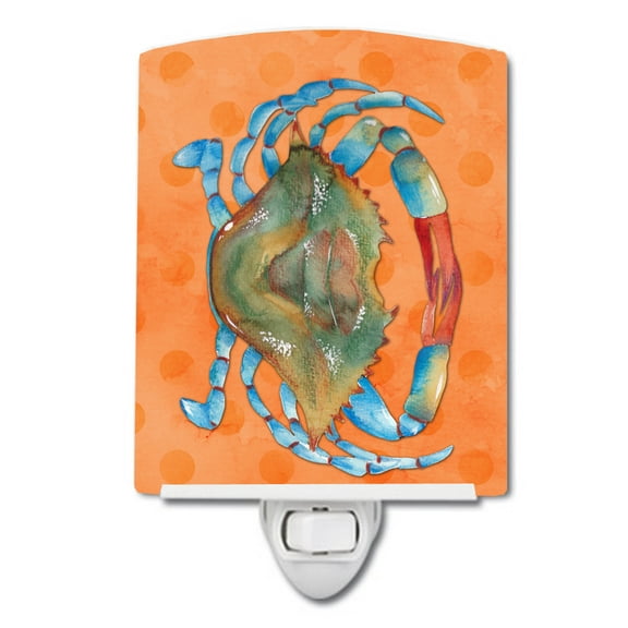 Blue Crab Orange Polkadot Ceramic Night Light