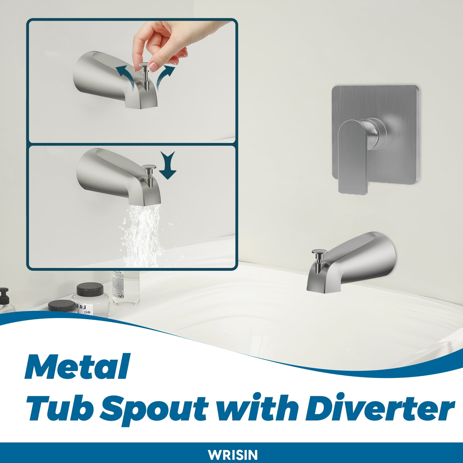 ROSYNEY Tub Shower Faucet Set - with Rain Shower Head, Shower Valve,Tub Spout,Brushed Nickel