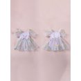 thumbnail image 2 of Douhoow Tulle Romper Dress for Newborn Baby Girl Short SleeveFlower Embroidery Ribbed Bodysuit Headband 0-18 Months, 2 of 9