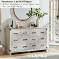 thumbnail image 3 of OKD Farmhouse 7 Drawers Dresser for Bedroom, Wood Large Chest of Drawers with Thick Plank Styling, Rustic Closet Dresser for Bedroom, Living Room, Antique Brush White, 3 of 6