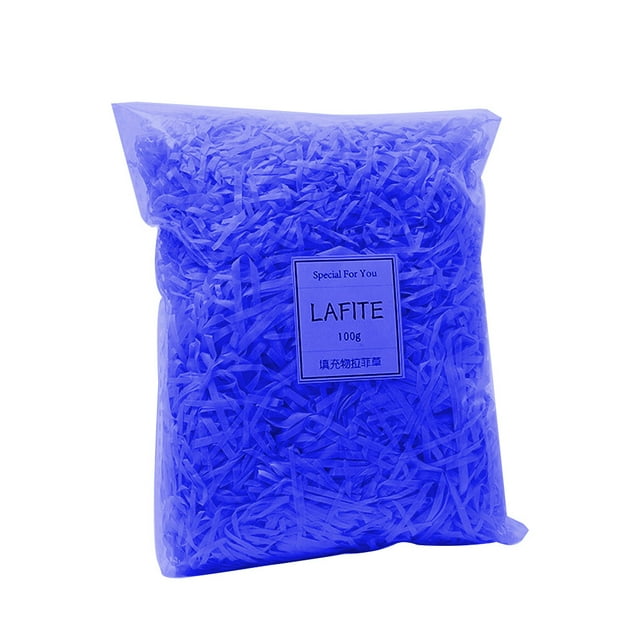 Langgg Coloré Ridée Froissé Lafite Papier Raphia Remplissage Confettis Boîte Cadeau Anniversaire Remplissage Matériel d'Emballage à la Maison Bleu