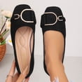 thumbnail image 6 of Samdudou Slip On Shoes for Women Closed Toe Square Front Faux Suede Ballet Flats Statement Metallic D-Ring Buckle Decor Elegant Office Work Business Casual Footwear, 6 of 9