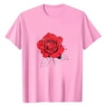 thumbnail image 4 of NAMTYQX Summer Tops Short Sleeve Round Neck Breathable Bedruckt Light Loose Plus Size Print Basic Womens Oversized Tee Shirts Pink Size XL, 4 of 5