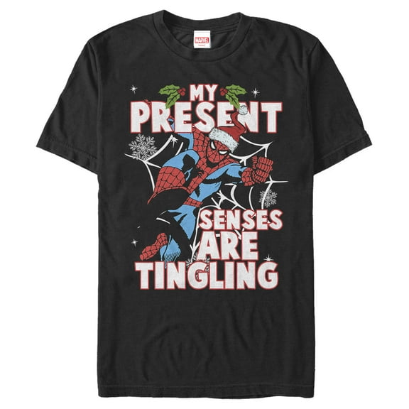 Men's Marvel Christmas Spider-Man Senses Graphic Tee Black 5X Large