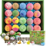 Kids Bath Bombs Gift Set. 20 Natural Bath Bombs with Toys Inside & Farm Playmat