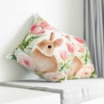 thumbnail image 3 of Easter Bunny Pillow Covers 26x26 Inch Decorative Throw Pillow Cover, Pink Tulip Flowers Spring Leaves Rustic Botanical Sofa Pillowcases Accent Cushion Case Home Decor Bedroom Living Room, 3 of 6