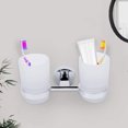 thumbnail image 3 of Portacepillos de dientes de aleación de aluminio, organizador de pared con vaso de vidrio esmerilado, duradero y anticorrosivo para almacenamiento en el baño, ahorra espacio, diseño de calidad de, 3 of 8