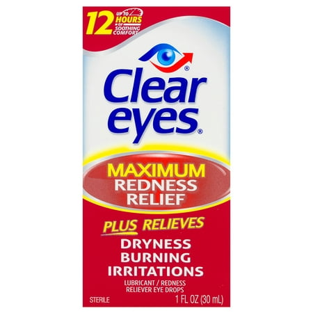 Clear Eyes Maximum Redness Relief Eye Drops, 1.0 FL (Best Otc Pink Eye Drops)