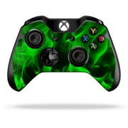 MightySkins MIXBONCO-Green Flames Skin Decal Wrap for Microsoft Xbox One & One S Controller Sticker - Green Flames