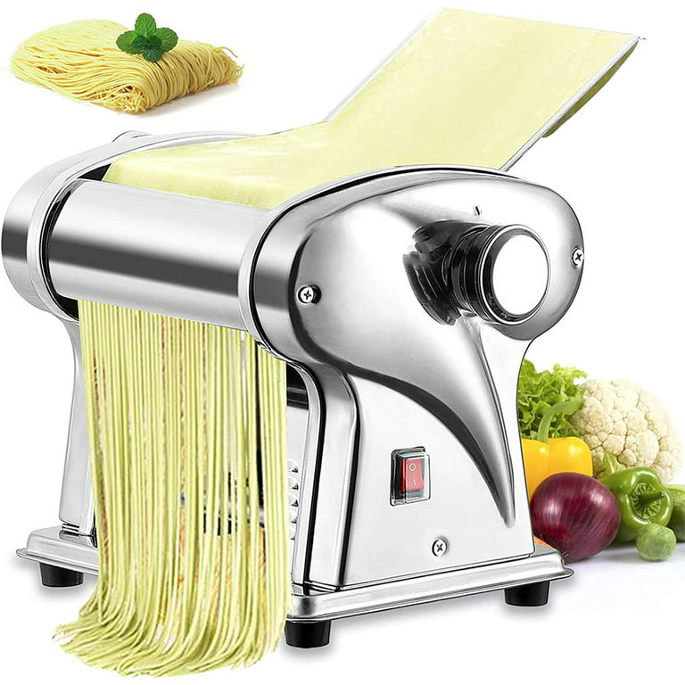CJC Automatic Electric Pasta Maker, 750W 110V Stainless Steel Commercial Noodle  Maker Pasta Roller Machine, Knife Length 240mm, Noodle Width 3mm/9mm 