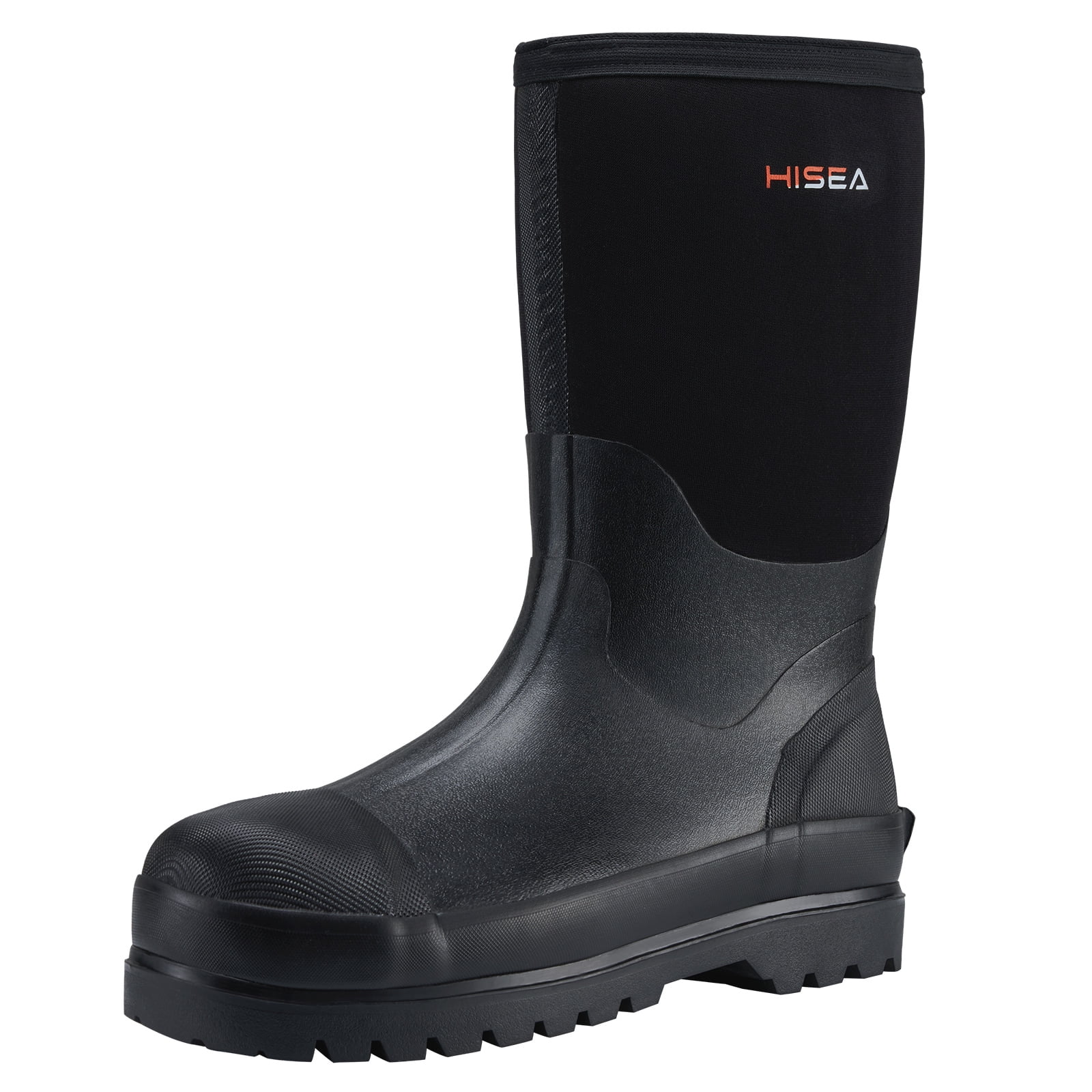 HISEA Men's Work Boots Mid Calf Rain Boots Muck Mud Boots Insulated