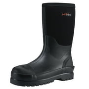 HISEA Men's Work Boots Mid Calf Rain Boots Muck Mud Boots Insulated Rubber Neoprene Boots Outdoor