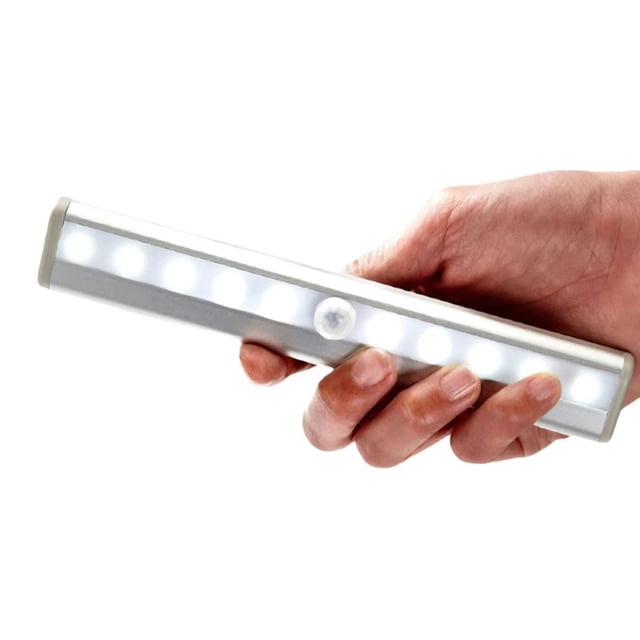 Luz LED para armario con estación de carga, Sensor de movimiento recargable con atenuador de 10LED, iluminación debajo del gabinete