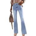 thumbnail image 6 of Wutalume Low Rise Jeans for Women Wide Leg Straight Cut, Stretch Denim with Pockets, Loose Fit Comfort for Casual Wear,Light Blue M, 6 of 7