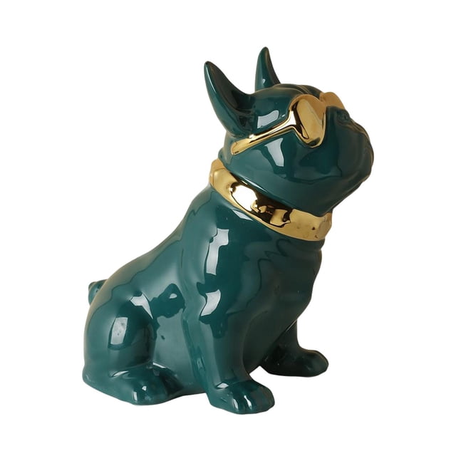 Estatua de perro realista, decoración de escritorio, figura, escultura, adorno coleccionable Verde