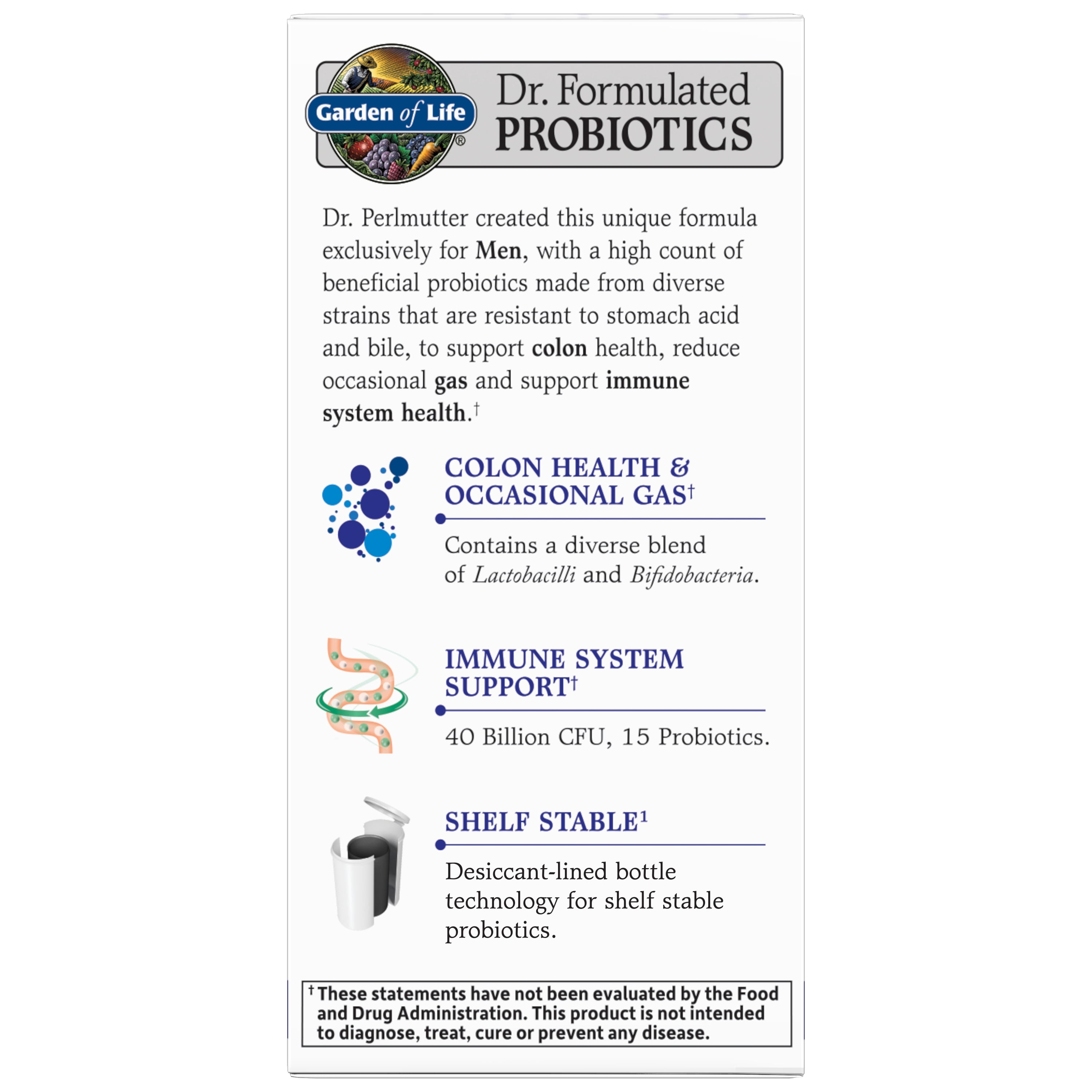 Garden of Life Dr. Formulated Men's Health Daily Care Probiotics Vitamins for Digestive Gut Health and Immune Support, 30 Count​