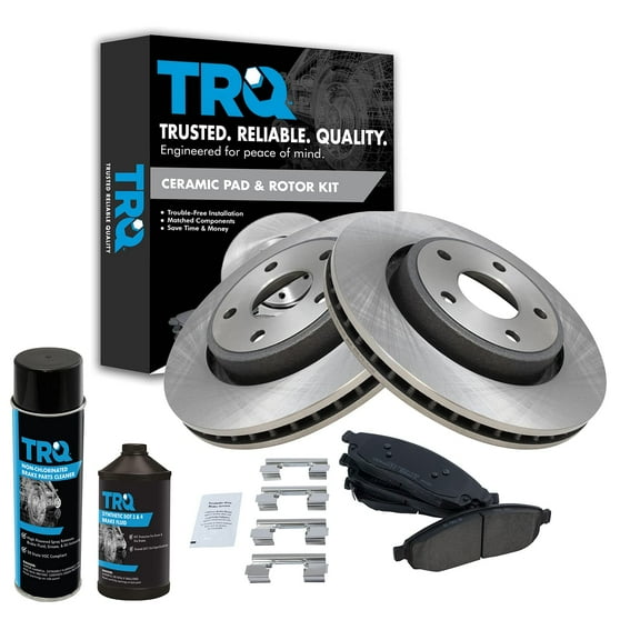 TRQ Front Ceramic Brake Pad & Rotor Kit w/Fluids for Jeep Commander BKA18186 Fits select: 2005 JEEP GRAND CHEROKEE, 2006-2007 JEEP GRAND CHEROKEE LAREDO/COLUMBIA/FREEDOM