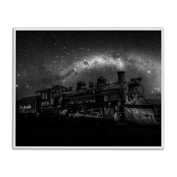 Stupell Industries Mid-Century Train & Night Sky White Framed Giclee Art, 20 x 16, by Daniel Sproul