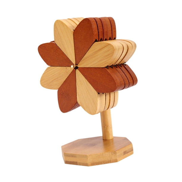 4 posavasos de bambú con forma de molino de viento, novedosos y plegables, para decoración del hogar. multicolor