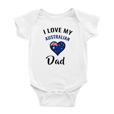 

I Love My Australian Dad Heart Flag Baby Bodysuit Baby Clothes (White 3-6 Months)