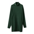thumbnail image 2 of Gibobby Vestido de punto trenzado Suéter de cuello de manga larga de otoño e invierno para mujer Vestido de punto de longitud media para mujer(Verde,XL), 2 of 3