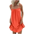 thumbnail image 2 of TMOYZQ Dresses for Women Loose Square Neck Spaghetti Strap Party Ruffle Camisole Dresses Casual Christmas Soft Stylish Solid Color Sundress, 2 of 9