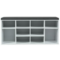 Topbuy White Adjustable 10-Cube Organizer Bench Entryway Padded Shoe Storage Bench