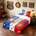 thumbnail image 3 of Manfei Firework Star Twin Sheets, Red White Blue Stripe Bedding, Black Reversible 3-Piece (1 Flat Sheet, 1 Fitted Sheet and 1 Pillowcase), 3 of 6
