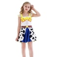 thumbnail image 5 of Halloween Costume Space Ranger Cowgirl Cosplay Outfits Flutter Sleeve Superhero Character Skater Dress for Theme Party,Size 110, 5 of 9