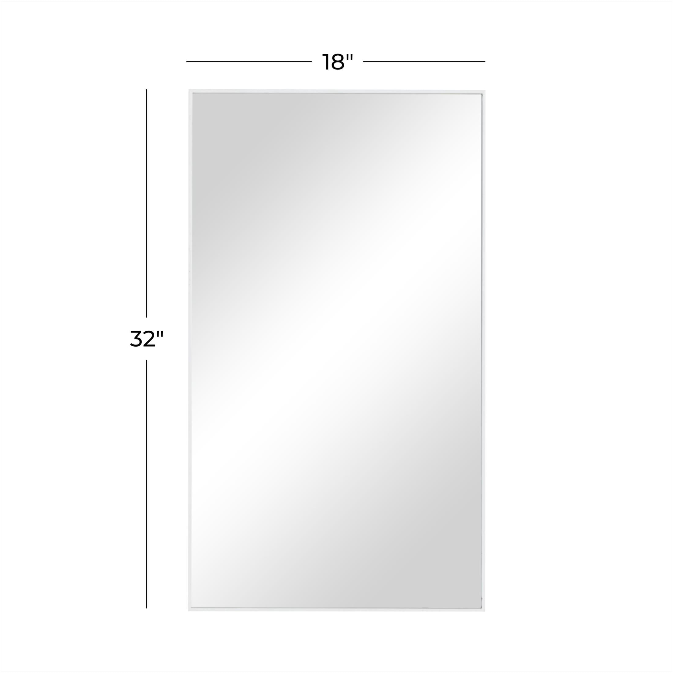 DecMode 18" x 32" White Wall Mirror with Thin Frame