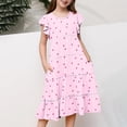 thumbnail image 3 of NAISIBABY Girls Casual Dresses, Heart Prints Cute Ruffled Short Sleeve Summer Flowy Sundress Pink 10T, 3 of 5
