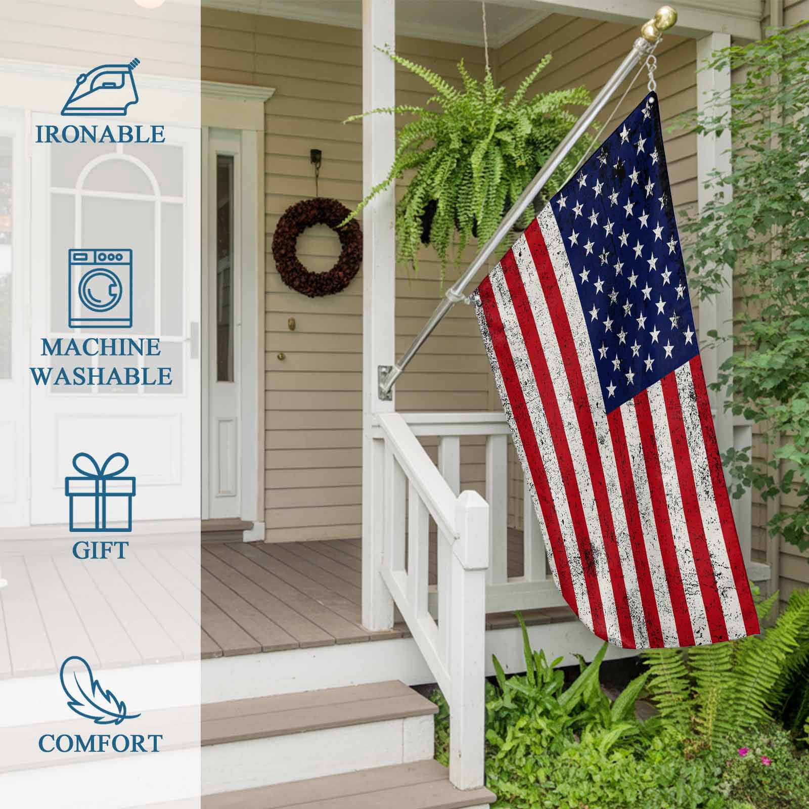 4th of July Flags for Outside 3x5 ft American Flag Outdoor Flags Double Sided Grommets House Banner Retro USA Flag July 4th Patio Yard Flag for Outdoor Party Porch Independence Day Decor