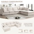 thumbnail image 4 of 125" Modular Sectional Sofa with Movable Ottomans, 6 Seat Convertible U Shaped Cloud Couch with 30-inch Wide Seat, Modern Oversized Comfy Chenille Sofa for Living Room, Off White, 4 of 9