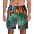thumbnail image 2 of Picia Whimsical Forest Scene pattern Mens Swim Trunks with Compression Liner Stretch Beach Shorts Quick Dry with Zipper Pockets No-Chafing Board Shorts-3X-Large, 2 of 9