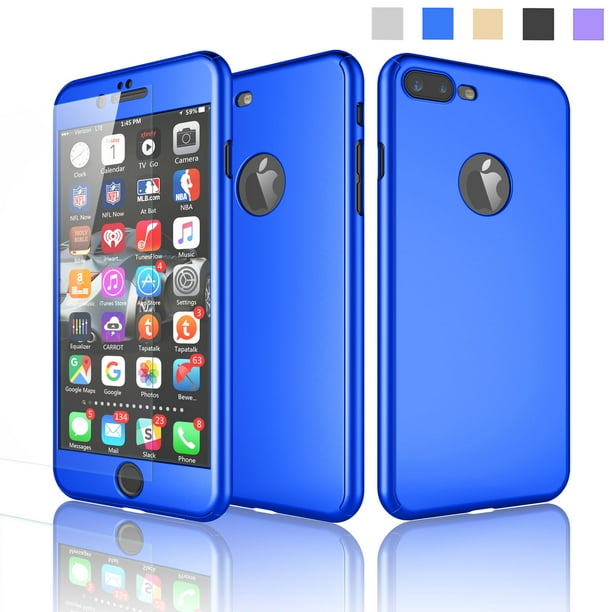 Njjex Cases For 5.5" iPhone 8 Plus / iPhone 7 Plus, Njjex Full Body Hard Case 360 Degree Protective Case For iPhone 8 Plus 5.5" with Glass Screen For iPhone 7 Plus -Blue Walmart.com