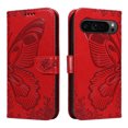 thumbnail image 2 of Compatible With Google Pixel 9 / 9 Pro Wallet Phone Case,Embossed Butterfly Designing,With Wrist Strap,Card Slots,Kickstand,PU Leather Flip Shockproof Anti-fall Phone Case Cover,Red, 2 of 9