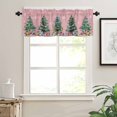 thumbnail image 7 of Christmas Kitchen Curtains and Valances Set, Xmas Tree Gift Lanterns Snowflakes Pink Rod Pocket Window Valance 18 Inch Window Curtain Panels for Living Room Bedroom Laundry, 27.5x24in, 3 Pieces, 7 of 7
