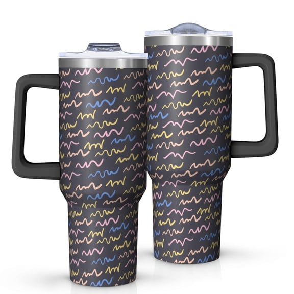 Modern 40oz Tumbler– Stainless Steel Insulated Tumbler with Handle and Straw, Large Capacity Travel Cup for Hot & Cold Drinks