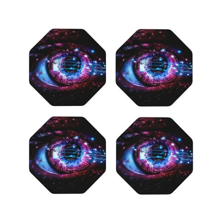 

Junzan v Print Coasters for Drinks - Leather Coasters Set of 4 for Coffee Table for Housewarming/Kitchen/Bar/Decor-Octagon